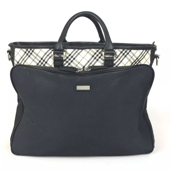 Burberry Bag Handbag Checked Burberry Check Black Label Authentic